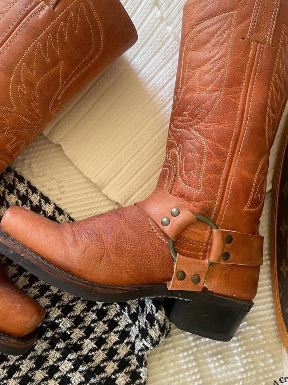 RARE Frye Phoenix Eagle Harness 12R Cavalry Western Cognac Leather Cowboy Boot - Picture 3 of 12